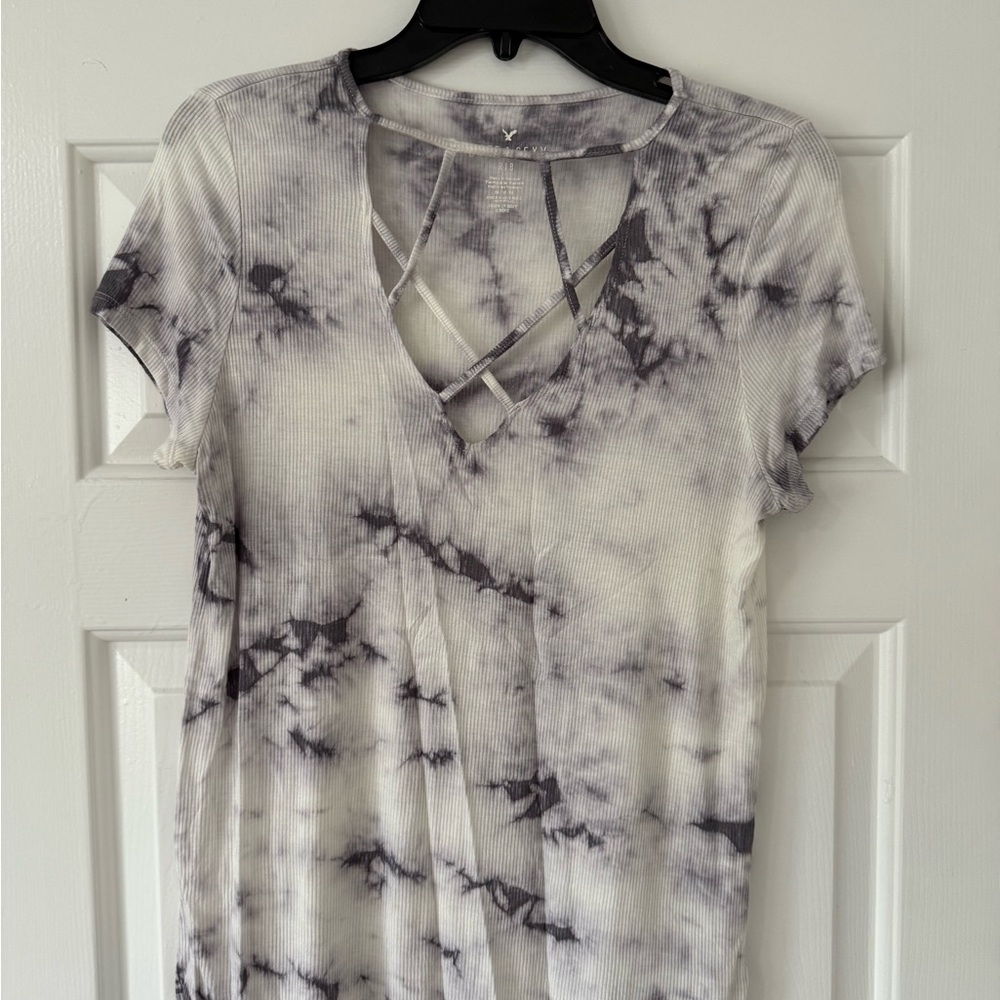 Ribbed Women's Tie-Dye Crisscross Top